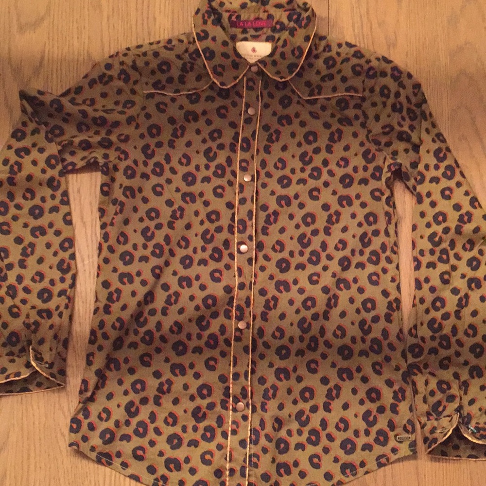 Scotch R’Belle leopard print button down shirt